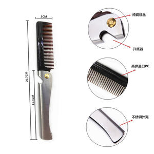 Premium in metallo con manico per barba e denti lisci Design portatile pieghevole per baffi da viaggio pettine per la toelettatura da uomo - Product Image 5