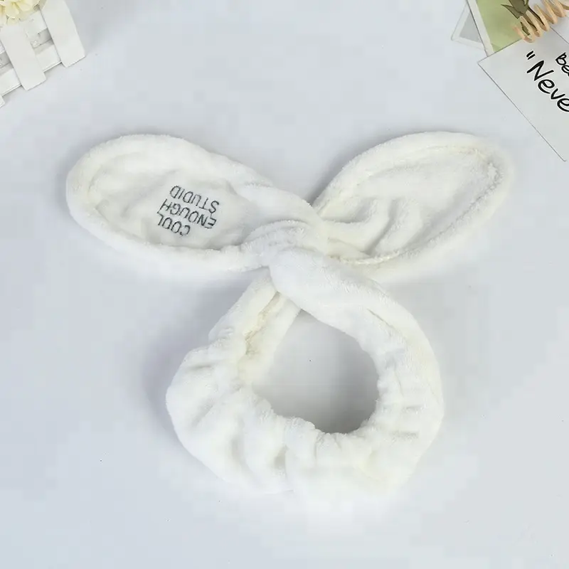 Diadema de terciopelo suave con orejas de conejo para mujer, diadema de maquillaje personalizada, nuevo diseño, 2022