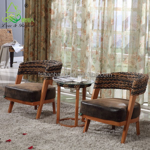 2016 nuevo diseño moderno rattan muebles de jacinto de agua tienda de café de madera - Product Image 1
