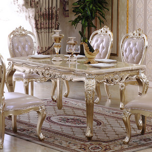 OEFASHION marbre naturel longue <span class=keywords><strong>table</strong></span> en bois massif <span class=keywords><strong>table</strong></span> à manger chaise rectangle <span class=keywords><strong>6</strong></span> <span class=keywords><strong>personnes</strong></span> <span class=keywords><strong>table</strong></span> à manger de luxe champagne - Product Image 2