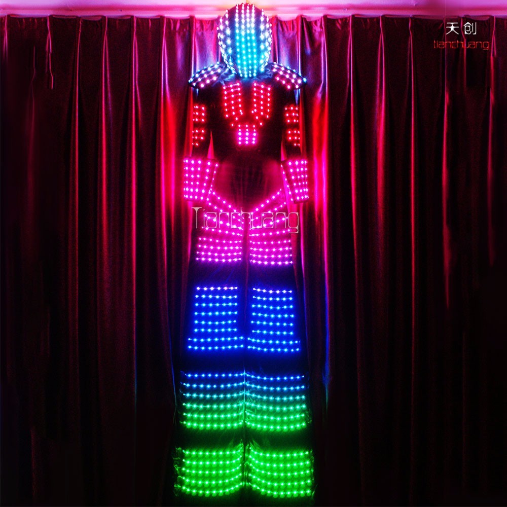 Programmé LED échassier Robot, incroyable sans fil DMX512 contrôlée LED robot échassier pour la danse