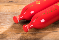 Bouteille en céramique rouge de 500 ml pour vin/liqueur, idéale pour les banquets de mariage et les altères, avec décalcomanie artisanale