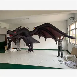 Desenho de dragão inflável gigante, dragão inflável preto para venda, decoração de teto pub