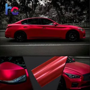 Red Matte Chrome Vinyl 1,52*18m/Rolle Matte Satin Chrome Vinyl Car Auto Wrap Film