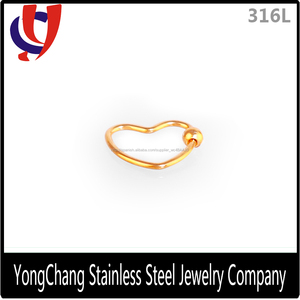 En forma <span class=keywords><strong>de</strong></span> corazón joyería venta al por mayor 18 Ga perforación <span class=keywords><strong>de</strong></span> la nariz nariz fake anillo con bola círculo - Product Image 4