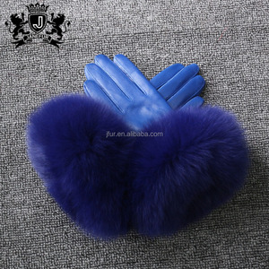 असली लेदर दस्ताने नई आगमन असली चर्मपत्र फर दस्ताने महिलाओं के फैशन शैली फॉक्स फर दस्ताने - Product Image 3