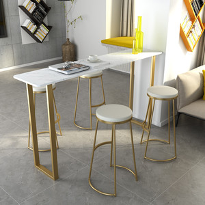 Modern Custom Milk Shop Cafe Bistro Strip Gold Metal High <strong>Marble</strong> <strong>bar</strong> <strong>Table</strong> - Product Image 3