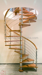 Viga de aço inoxidável preço barato design interior escadas redondas para escada em espiral de madeira - Product Image 4