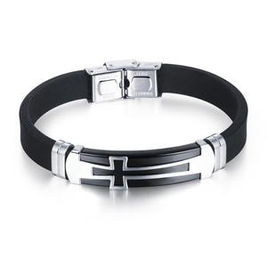 Vendita calda Stock di disegni misti braccialetti incrociati in acciaio inox Silicone religioso bracciale croce spagnolo da <span class=keywords><strong>uomo</strong></span> - Product Image 3