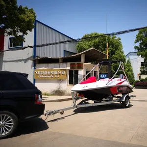 Seadoo outboard type red 4 seats rowing boat with trailer