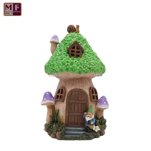 Più nuovo Personalizzato Casa dei Funghi Con Gnome Con La Luce Solare Della Decorazione del Giardino