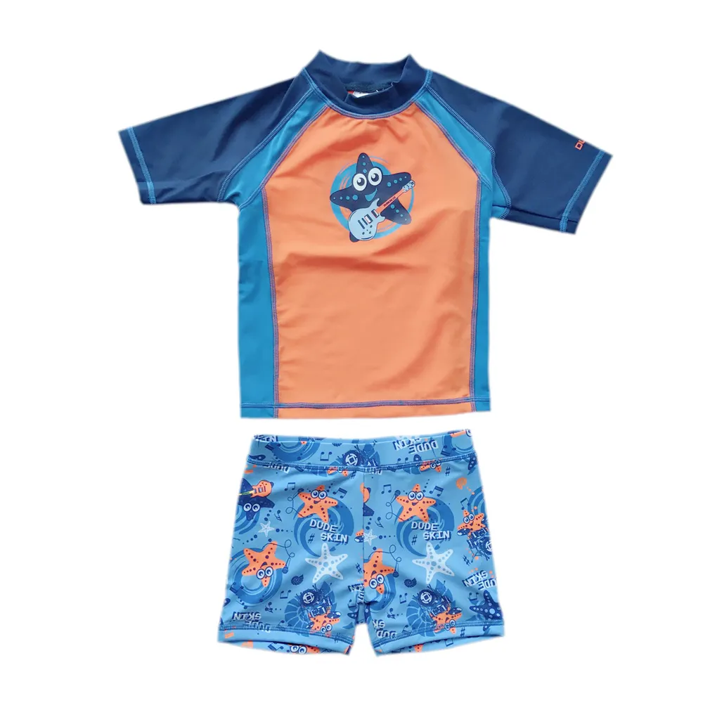 Maillot de bain OEKO-tex pour enfants avec séchage rapide et protection contre les éruptions cutanées pour bébés vêtements de plage imprimés avec dessins animés pour enfants