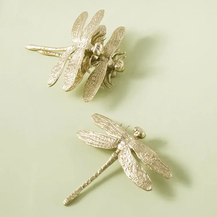 vintage dragonfly animal Brass customized furniture Cabinet Door Wardrobe Handle Knobs And Puller