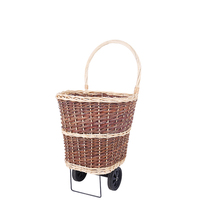 Nouveau Style Fait À La Main En Osier Porte-bûches Porte-bûches Panier Avec Roues