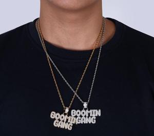 BOOMIN <span class=keywords><strong>GANG</strong></span> Hombres Doble Fila Iniciales Zircon Accesorios Moda Colgante Collar - Product Image 6