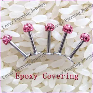 [FC-961A] With Epoxy Covering Balls Stainless Steel Fashion Labret Jewelry