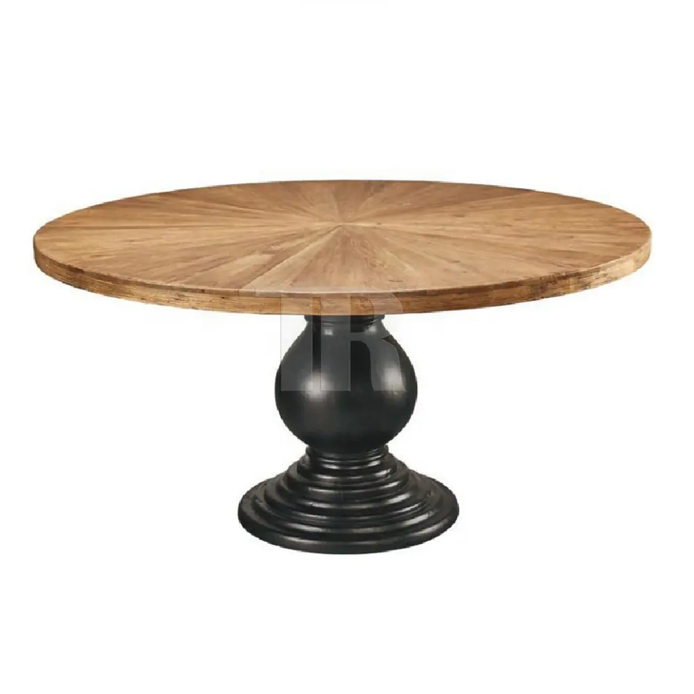 Sunburst รูปแบบที่ทำจากไม้ Pine กับซ้อนวงกลมศูนย์กลางฐานแท่นโต๊ะรับประทานอาหารรอบ
