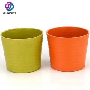 Hot selling biodegradable bio bamboo fiber garden flower pots plant pot 10.5*8.5*8.8cm