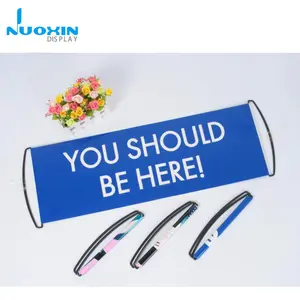 Custom Logo PET 24*70cm Hand Held Roller Banner With PVC Flex Rolling Up Banner