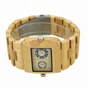 Montre à quartz carrée en bois faite à la main de vente chaude montre-bracelet à la mode - Product Image 2