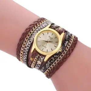 Cross-border Explosion Women's Sexy Snake Print Bracelet Watch Hand-Woven Twist Trend Watch