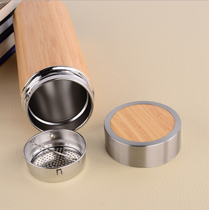 Vacuum Bamboo Tumbler with <strong>Tea</strong> Infuser Strainer Drinking Bottle <strong>Thermos</strong> - Product Image 2