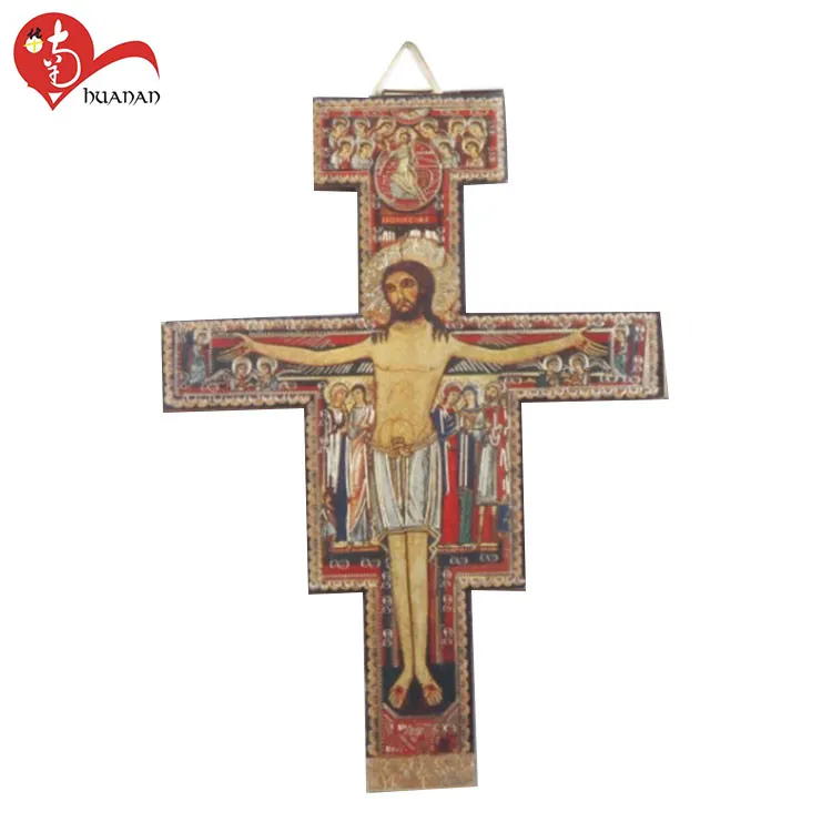 Mode unique catholique saint mural en bois fait main pendentif croix
