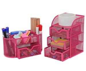 Rak Meja Kerja dan Sekolah Wideny dari Kawat Logam Baja, 2 Buah Tempat Penyimpanan Perlengkapan Meja dan Set Organizer Penyimpanan 3 Laci - Product Image 3