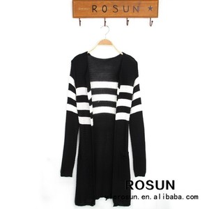 <span class=keywords><strong>blanc</strong></span> à rayures de couleur noire à <span class=keywords><strong>long</strong></span> <span class=keywords><strong>cardigan</strong></span> longueur - Product Image 1