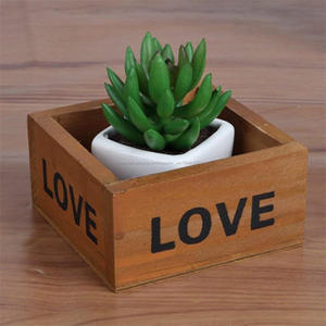 Caja de madera hecha <span class=keywords><strong>a</strong></span> mano retro Flower Garden Planter planta suculenta rectangulo caso de almacenamiento (amor) - Product Image 5