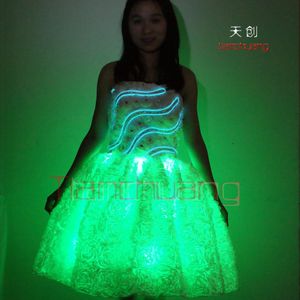 프로그래밍 빛 드레스, 색상 변경 밸리 댄스 의상, 화이트 댄스 파티 드레스 - Product Image 2