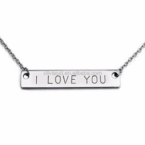 Olivia punk plata te amo etiqueta de metal collar de nombre grabado personalizado sigature - Product Image 1
