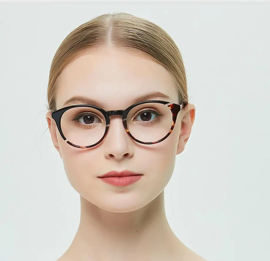 Ronda espectáculo marcos tendencias en gafas de laminación patrones acetato de ojo marcos de vidrio