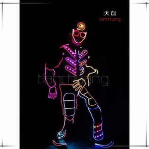 Au Détail Tout Est Ok Avec Ce Éclairage Clignotant LED et Fiber Optique Salopette avec Masque, Gants, Chaussures couverture - Product Image 5