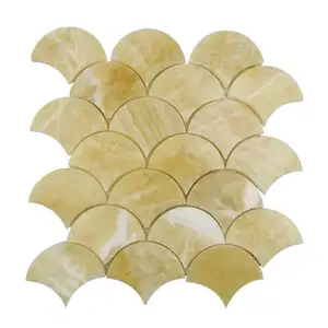 Yellow Honey Onyx Marble Mosaic Tile Interior Background Wall