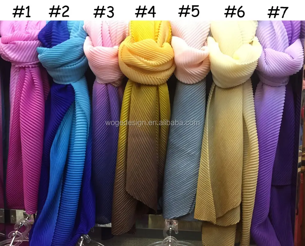 New arrival lovely spring summer fabulous female echarpe shawl hijab chiffon crinkle plisseed iridescent rainbow wrinkled scarf