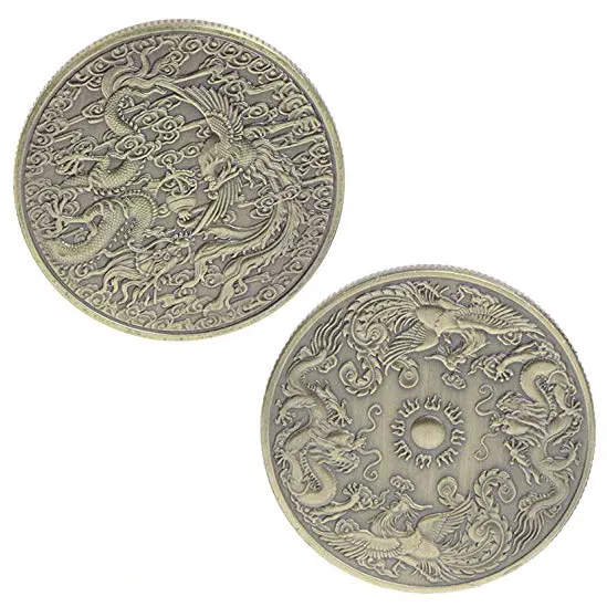 Metalen Herdenkingsmunt Dragon Phoenix Collectie Cadeau Souvenir China Geluksmunten
