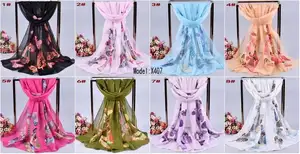 New Big Butterfly Long Chiffon Scarf Wholesale Women Cheap Printed Lady Scarves Factory Direct Sales