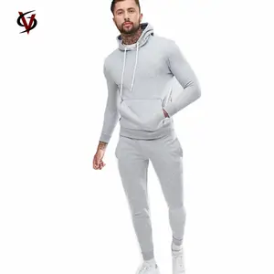 Chándal de algodón 100% para hombre, ropa deportiva personalizada, ajustada, color gris