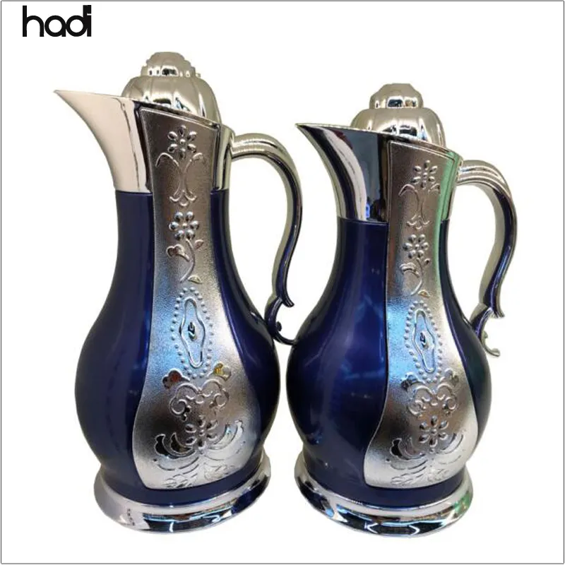 Professional newest stainless steel dallah arabic coffee pot luxury blue turkish coffee pot handle