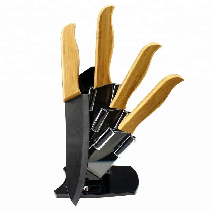 Factory hot sale bamboo handle zirconia ceramic knife set