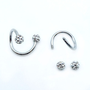 Anillo de Nariz <span class=keywords><strong>Doble</strong></span> con Bola de Cristal, <span class=keywords><strong>Piercing</strong></span> de <span class=keywords><strong>Labio</strong></span> Indio, Joyería Corporal - Product Image 4