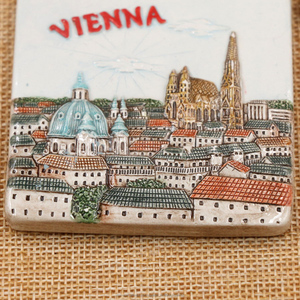 Alta calidad de recuerdos y regalos de cerámica pintada a mano personalizado imán país Austria Viena hecho en China - Product Image 4