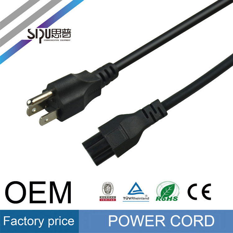 SIPU fabricación China cable de ca cable de alimentación y EE.UU. estándar 2 pin cable de alimentación de ca