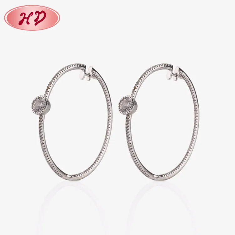 Latest Artificial Ear Ring Type Earrings Luxury Jewellery Platinum Plating Ladies Hoop Earrings For Women