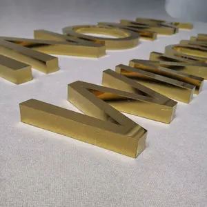 3D In Acciaio Inox Logo Decorativo In Metallo Personalizzati Lettere di Scanalatura Specchio Oro Lettere Segno