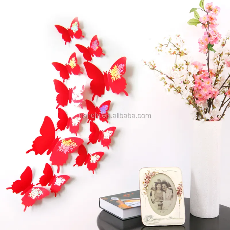 New Arrive Mirror 3D Butterfly Wall Stickers Party Wedding Decor butterfly decals DIY Home Decorations wall decals