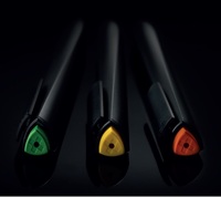 Stylo à bille Pigra Triangle Logo P02 1,0 mm en plastique, encre multicolore noire/bleue, cadeau promotionnel pour entreprise et hôtel