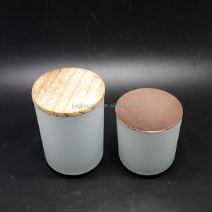 <span class=keywords><strong>Porte</strong></span>-bocal en <span class=keywords><strong>verre</strong></span> pour bougie blanc <span class=keywords><strong>translucide</strong></span> givré personnalisé avec couvercle pour la fabrication de bougies - Product Image 5