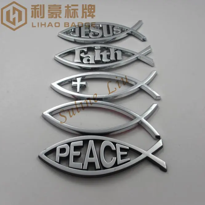 3D chromed plated ABS jesus fish car sticker